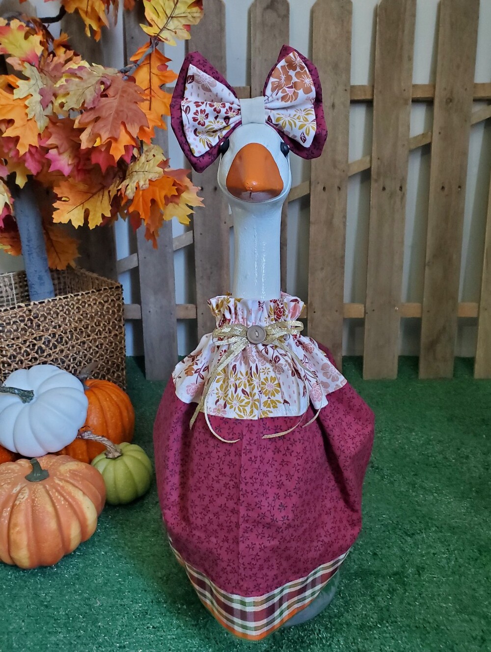 23" Porch Goose Dress & Bow Set Fall